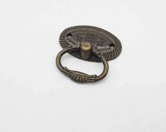 Zestaw 5 uchwytów z brązu z kółkiem, antyczny uchwyt do skrzynki, uchwyt meblowy, gałka do szuflady z kółkiem, gałki do szuflady kuchennej, uchwyt 47x30