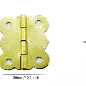 Gold mini metal hinges for small wooden boxes, antique small hinges for making wooden boxes, decorative box hinges or handmade, 31х26mm.