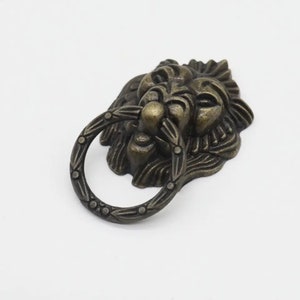Ring Knob Lion Head, Set of 5 Handle for boxe, Furniture handles, Ring Drop Drawer Knobs, Knobs Kitchen Drawer, Pull handles 70x43 mm