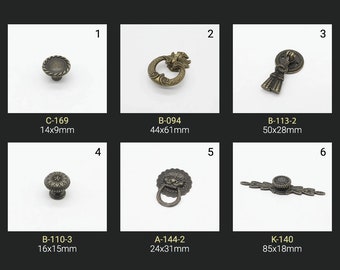 Round brass drawer knobs pulls for handmade, antique drawer pulls for home improvement, bronze furniture knobs for decoupage, set of knobs