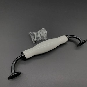 Set of 5 Ceramic Drawer Door Handles, White-Black Ceramic Handle Pull, Kitchen handle, Porcelain pen, Knob Cabinet, Decorative handles