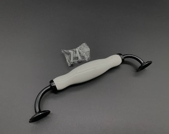 Set di 5 maniglie in ceramica per cassetti e ante, maniglie in ceramica bianche e nere, maniglie da cucina, pomelli in porcellana, maniglie decorative per mobili.