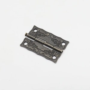 Cerniera decorativa, cerniere a scatola, cerniera per portagioielli, mini cerniera in metallo, cerniere in bronzo, cerniere decorative per portagioielli, cerniere vintage, 36х23mm.