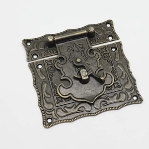 Vintage lock, Decorative Latch for Box, Antique Lock, Lock square, Furniture Buckle, Fastener, Gift box latches, Metal Latch  85х85mm