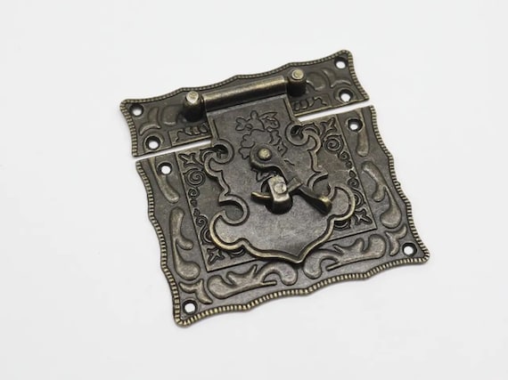 Vintage lock, Decorative Latch for Box, Set of 10 Antique Lock, Lock square, Furniture Buckle, Gift box latches, Metal Latch  85х85mm