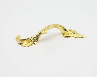 Massiver Goldmessing Griff für Türen und Schränke, 5er Set moderne rustikale Schubladenknäufe, Metallbeschläge 90 x 20 mm