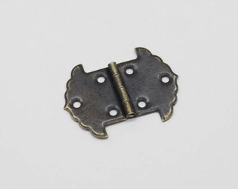 Set of 10 Small Box Hinges, Jewelry Box Hinge, Mini Metal Hinge, Bronze hinge, 40х30 mm