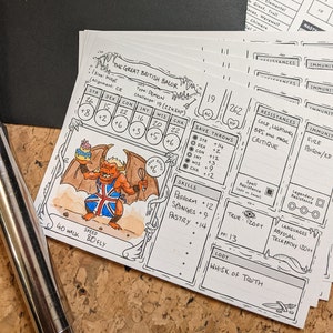 20 carte mostro/PNG DnD 5e stampate e strumento di creazione delle creature - compilabili