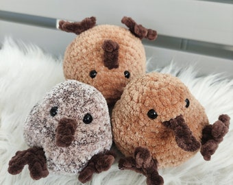 Crocheted Kiwi Bird Plushie: Handmade Soft Amigurumi Toy