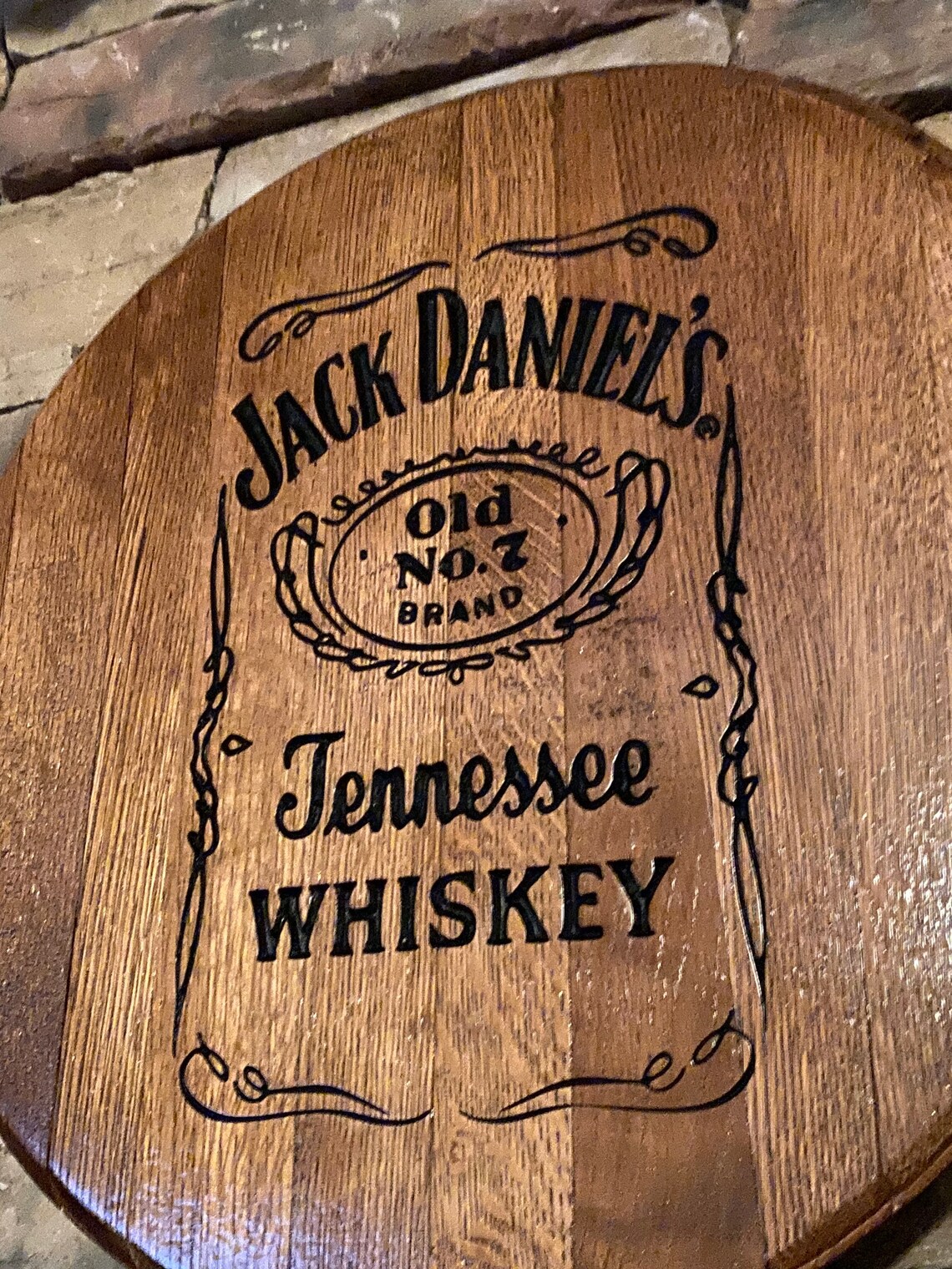 Jack Daniels Authentic Barrel Head CNC Carved Sign Bourbon Etsy
