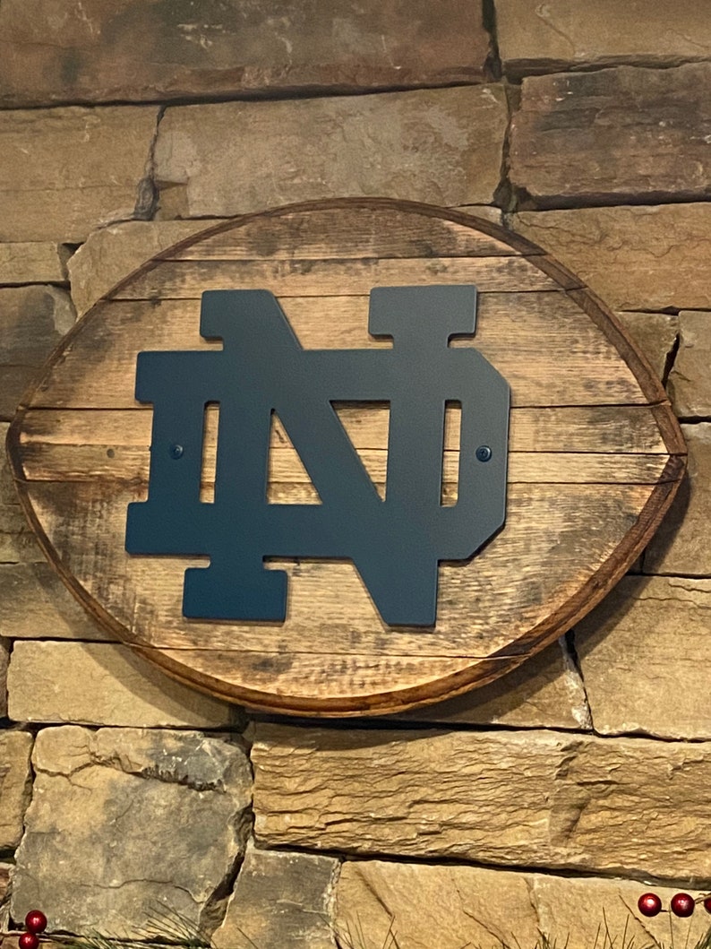 Notre Dame Football Authentic Bourbon Barrel Head Sign