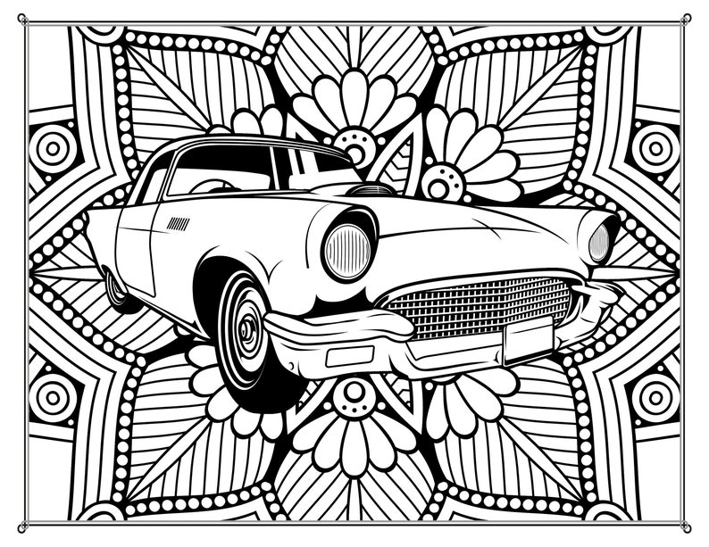 Classic Cars & Mandalas Kleurplaten 3 Print Ready | Etsy