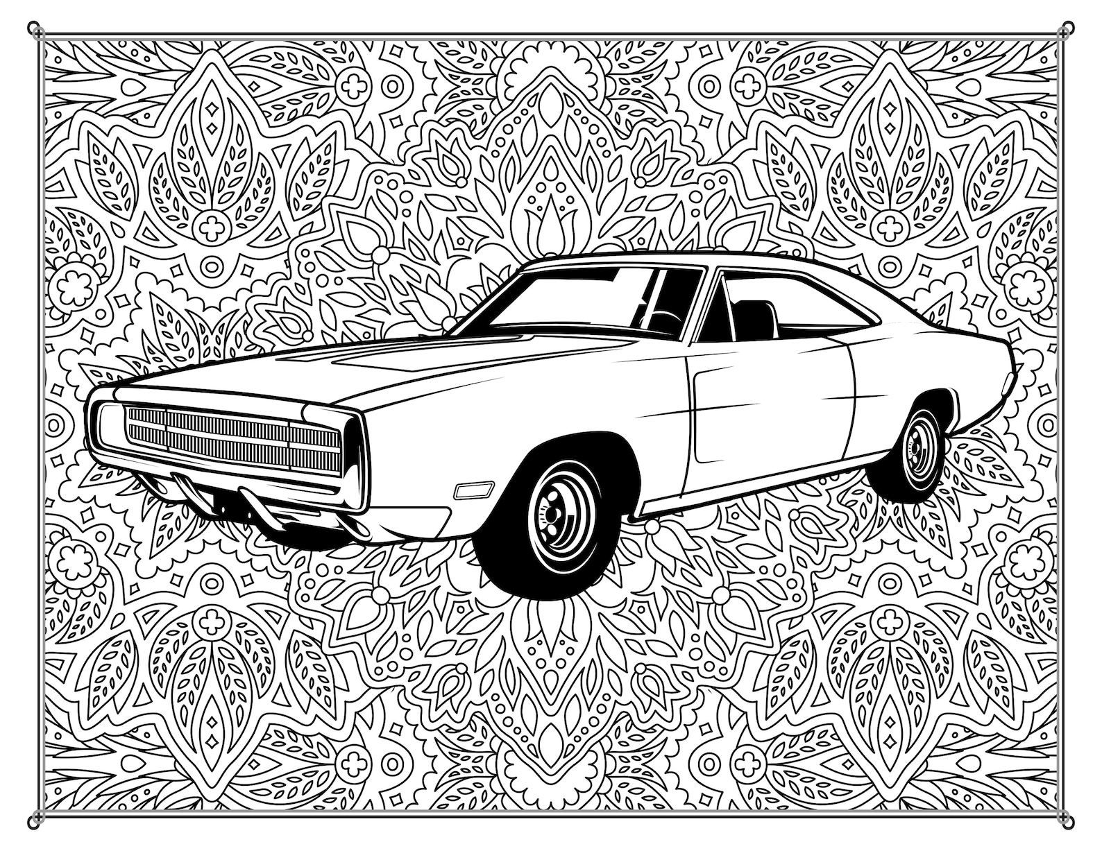 Classic Cars & Mandalas Coloring Pages 3 Print Ready PNG | Etsy