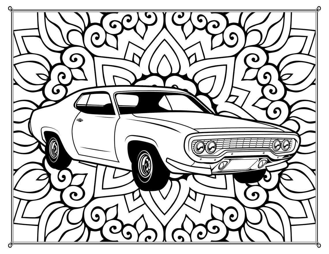 Classic Cars & Mandalas Kleurplaten 3 Print Ready | Etsy