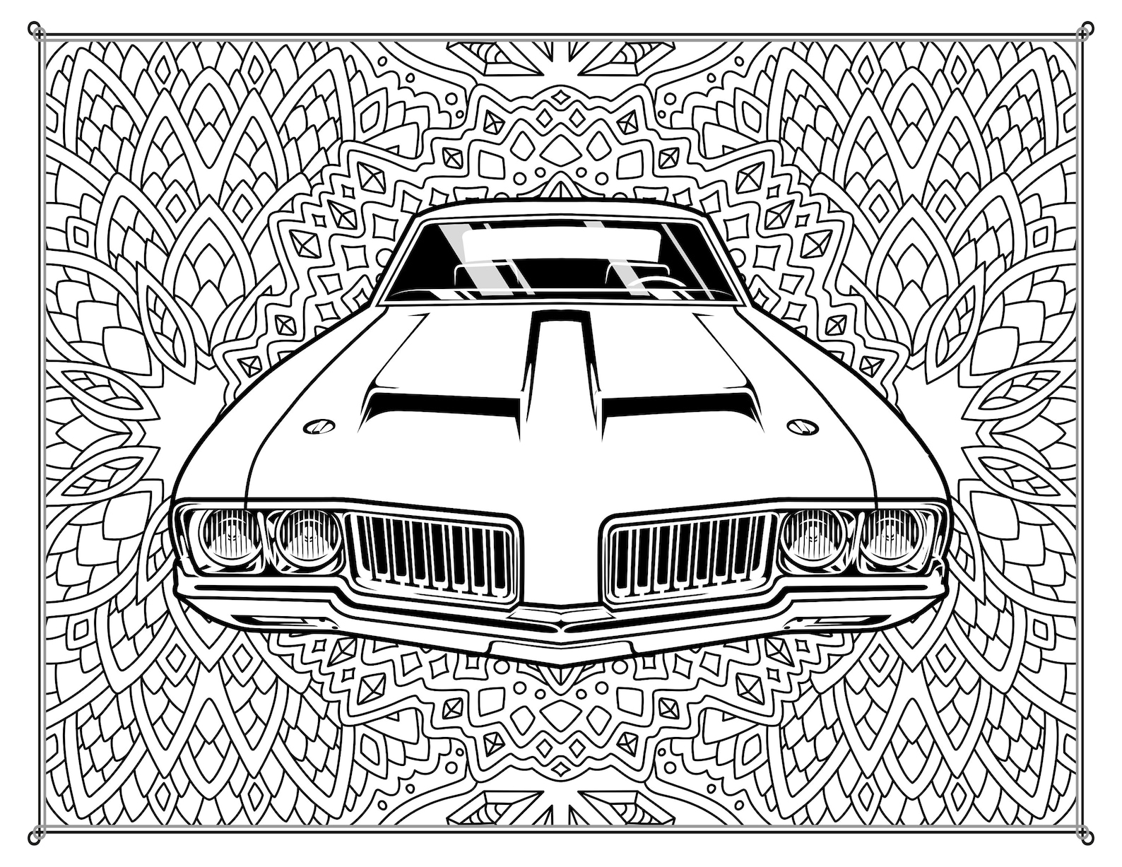 Classic Cars & Mandalas Coloring Pages 3 Print Ready PNG | Etsy
