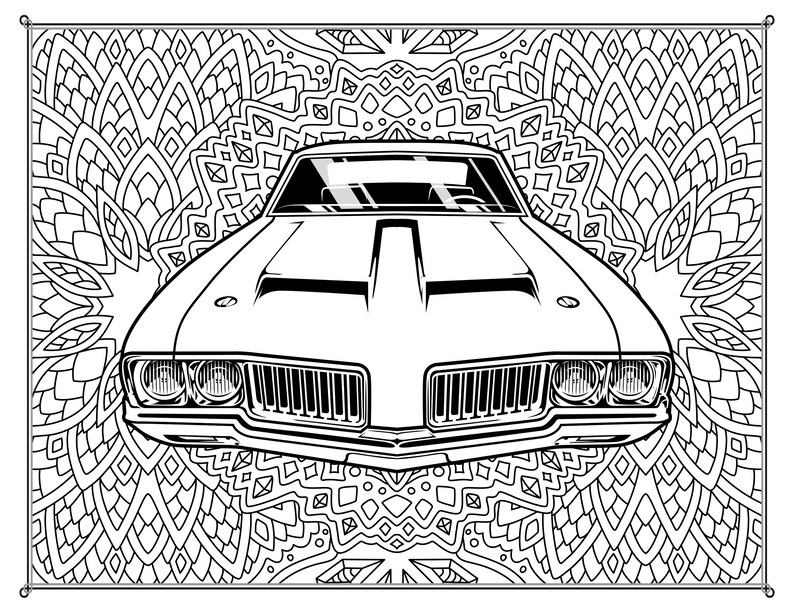 Classic Cars & Mandalas Coloring Pages 3 Print Ready PNG | Etsy