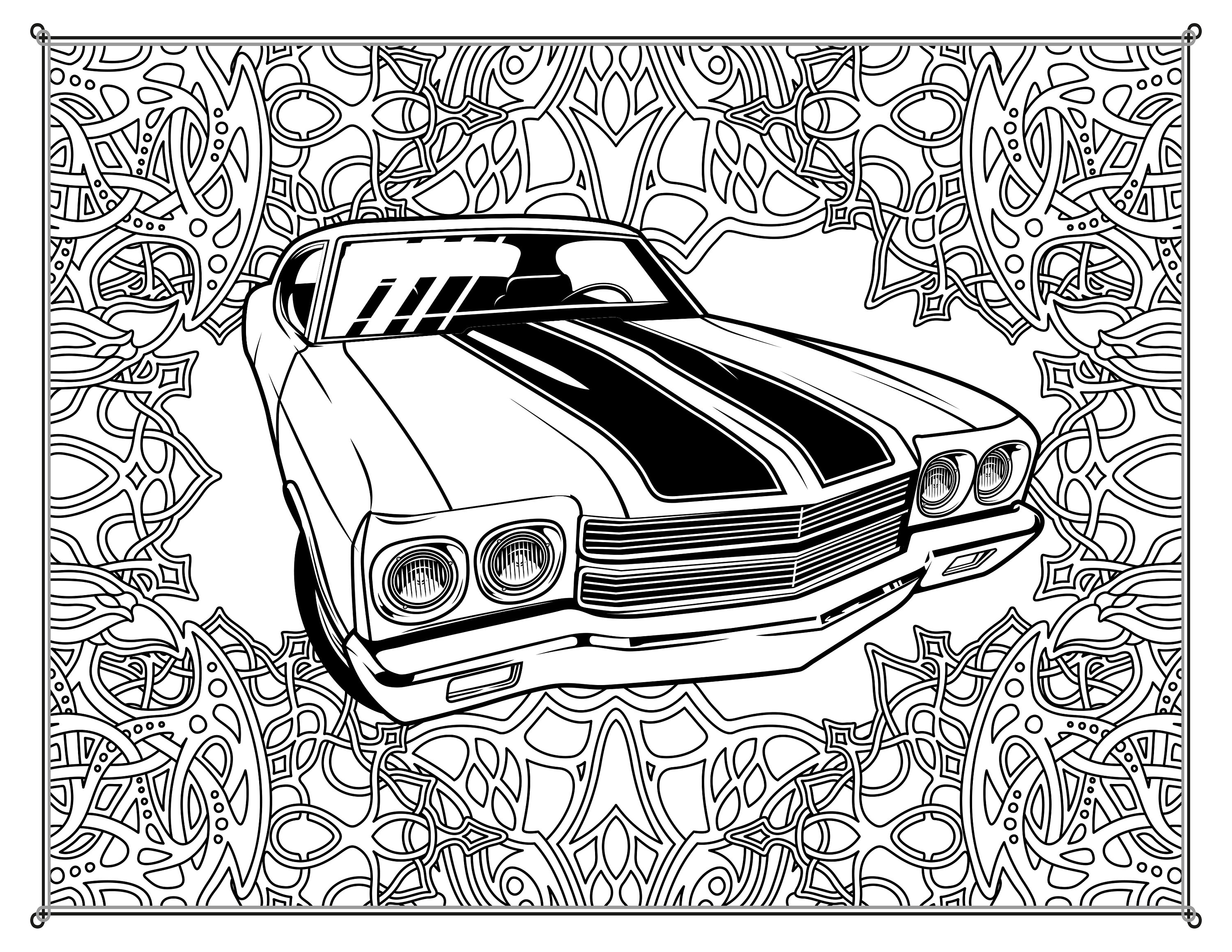 Classic Cars & Mandalas Coloring Pages 3 Print Ready PNG | Etsy