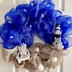Beach Wreath, Nautical Wreath, Coastal Wreath, Summer Beach Wreath, Summer Porch Wreath, Beach Wreath for front door, Lighthouse Wreath