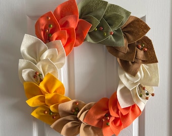Felt Leaf Wreath, Autumn Wreath, Fall Autumn Decor, Unique in the Creek Board, Modern Wreath, Harvest Felt Wreath, Home Decor, Country Decor