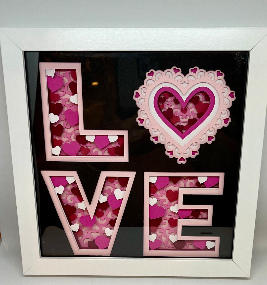 3d Paper Art Framed Shadow Box Valentine Day Decor Shadowbox Etsy