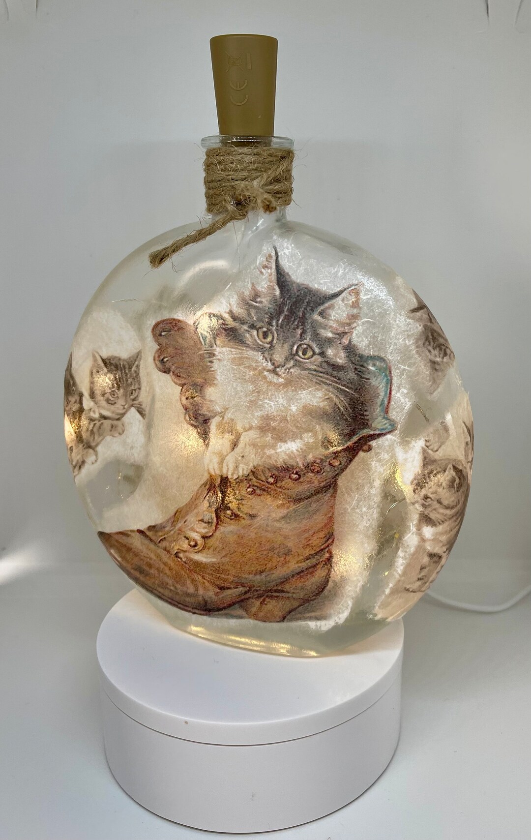 Lighted Kitten Bottle, Decorative Bottle With Lights, Bottle Light