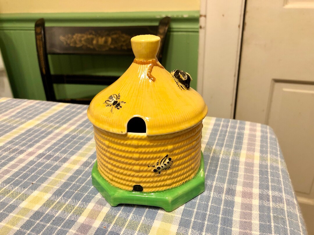 Crown Devon Honey Pot English Ceramic Bee Skep Garden Basket Etsy