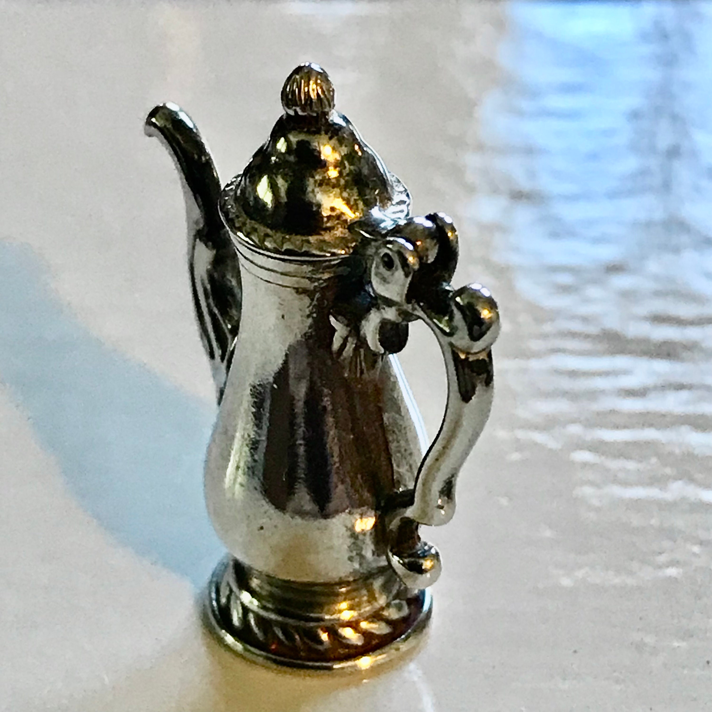 Sterling Silver Mini Colonial Coffee Pot Williamsburg Charm Pendant