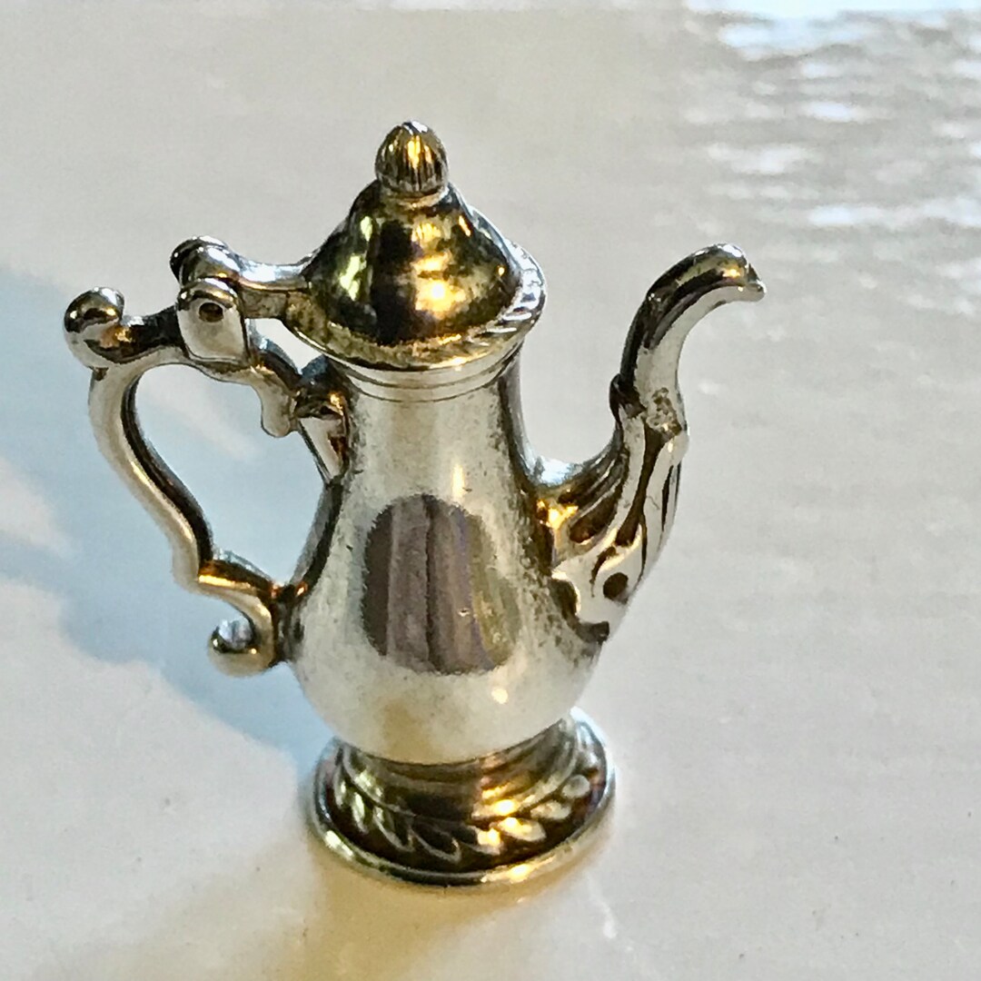 Sterling Silver Mini Colonial Coffee Pot Williamsburg Charm Pendant