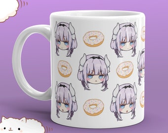 Kubek Kawaii Kanna-chan Anime, prezent dla dziewczyny z chibi dragon girl, urocze klasyczne kubki Waifu 11oz 15oz