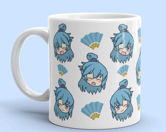 Chibi Aqua Konosuba Mug Isekai Waifu, Weeb Mug, Kawaii Mug, Anime Lover Mug, Axis Order Classic Mug 11oz 15oz