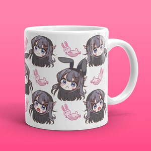 Kawaii Mai Bunny Senpai Mug, Chibi Bunny Girl, Smug Anime Manga Waifu Gift, Mai Senpai Cute Otaku Weeb Classic Mug 11oz 15oz
