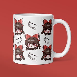Chibi Reimu Hakurei Mug, Kawaii Touhou Project Gift, Cute Game Waifu, Binbou Miko, Shrine Maiden, Touhou Classic Mug 11oz 15oz
