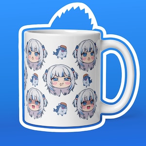Chibi Gawr Gura Mug, Kawaii Hololive Mug, Virtual Youtuber, Vtuber EN, Holomyth Chumbud, Weeb Gift Classic Mug 11oz 15oz