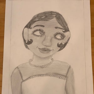 Original graphite pencil portrait of Josephine Baker
