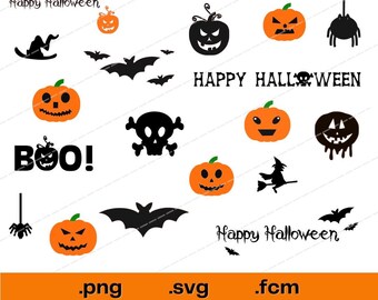 Halloween Digital Cut Files Bundle | Witch, Bats, Spiders, Pumpkins, Happy Halloween SVG Files | Kids Halloween Shirt Designs |
