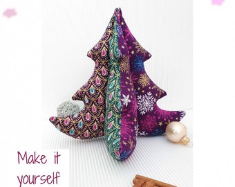 Plush 3D Christmas Tree DIY Sewing Kit | Christmas Decor Make it Yourself Sewing Set Fabric Pack & Tree Sewing Pattern | Holiday Decor