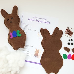 Osterhasen Stoffie Einfach Ostern DIY | Lustiges Ostern Bastel-Nähset für Kinder | Filz Osterhase Nähset | Geschenkidee Nähen lernen