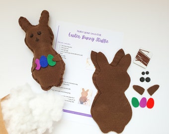 Easter Bunny Stuffie Easy Easter DIY | Fun Easter Craft Sewing Kit for Kids | Felt Easter Bunny Sewing Set | Gift Idea Learn to Sew