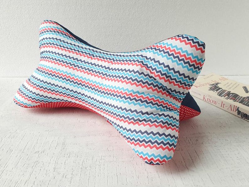 LAST Reading Bone Pillow DIY Pack | Neck Pillow Sewing Kit | Leseknochen Nähset | Gift Idea to Sew | Stars Blues Geometric Patterned Fabrics image 1