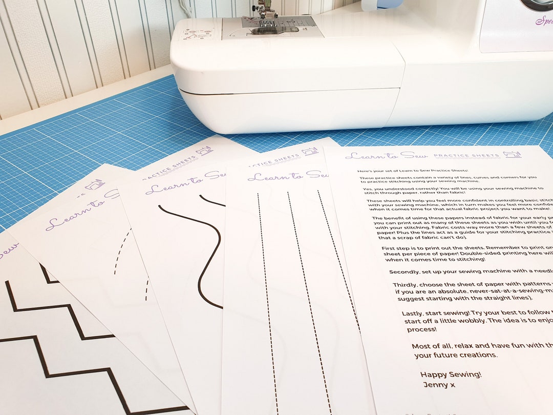 Learn to Sew Practice Sheets Printable Sewing Practice Worksheets Practice Stitching on Paper