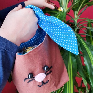 Häschen-förmige Ostertüte Schnittmuster | Kinder Osterkorb DIY | Ostereiersuche Tasche | Feiertage Nähprojekt | Ostern Stoffhandwerk