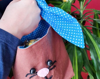 Bunny-shaped Easter Bag Sewing Pattern | Children's Easter Basket DIY | Easter Egg Hunt Bag | Holidays Sewing Project | Easter Fabric Craft