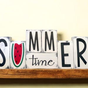 Reversible Spring/summer Wood Blocks, Hello Spring Two Sided Decor, Two ...