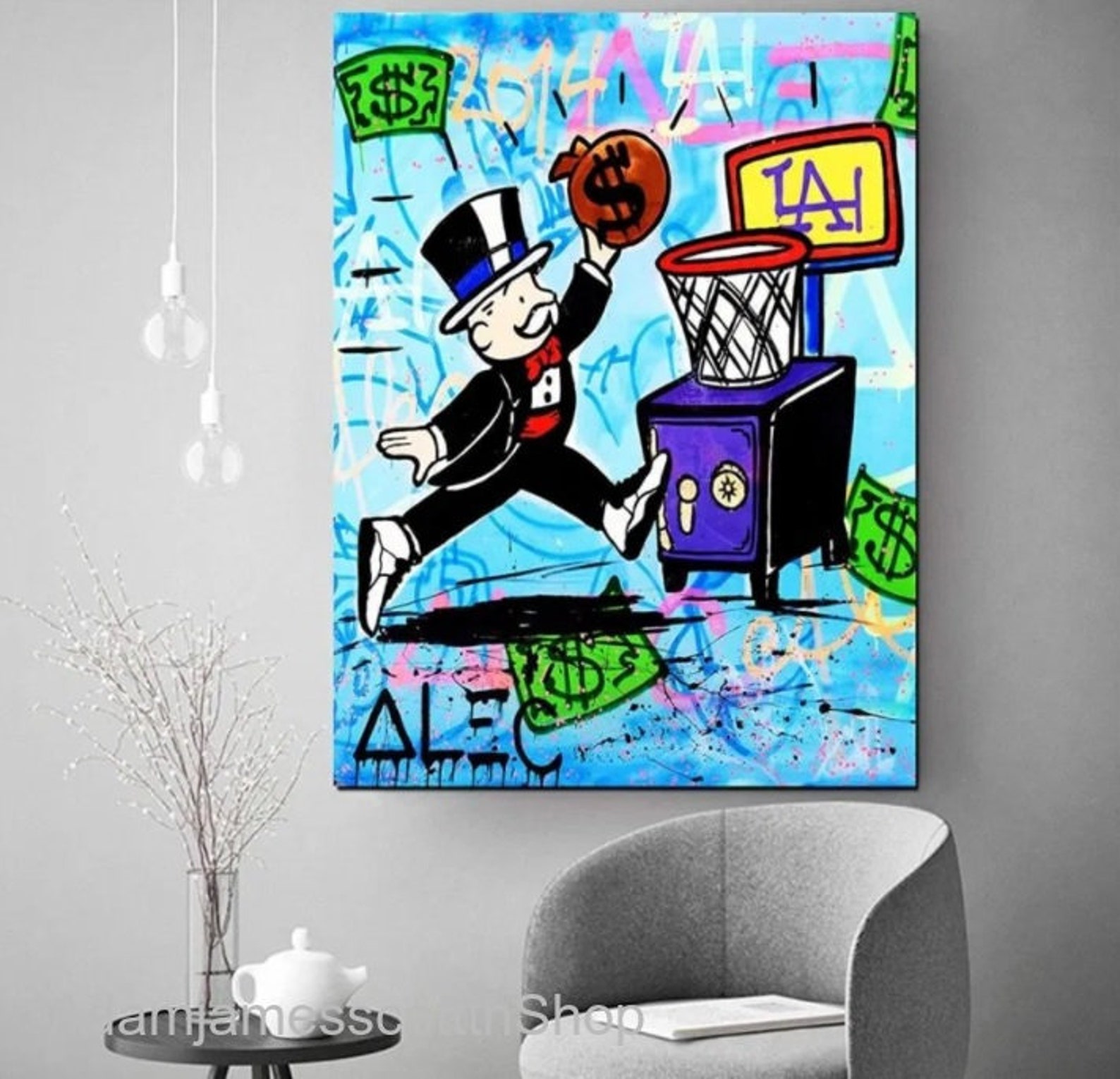 Monopoly Poster Graffiti Modern Canvas Alec Monopoly HD Etsy