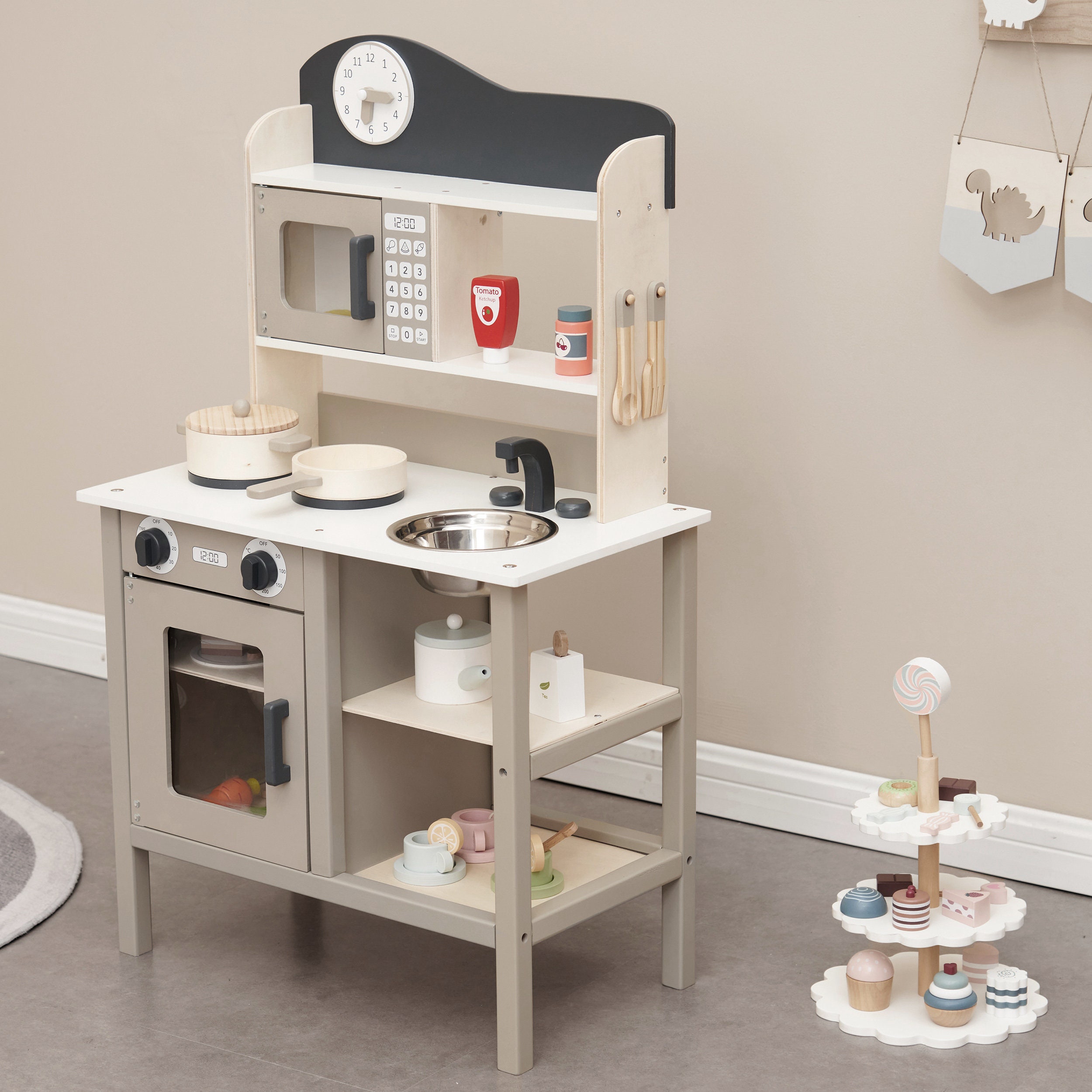 Kids Wooden Play Kitchen With Accessories Children's Toy Etsy UK
