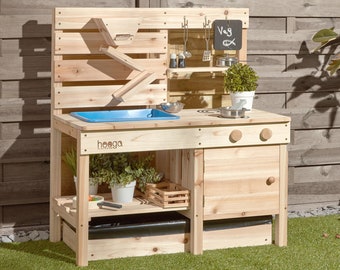 Mud Kitchen, Children's Outdoor Play Kitchen with Sand Play and Sandpit