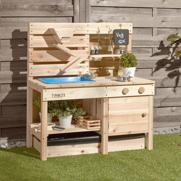 Mud Kitchen, Children's Outdoor Play Kitchen with Sand Play and Sandpit