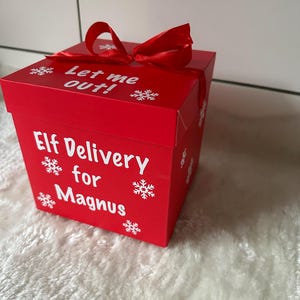 Christmas elf arrival box with name, personalised