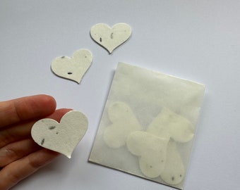 Seed paper hearts, baby shower, funeral, wedding favours
