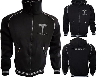 Tesla Motors Fleece Jacket Handmade personalized gifts Parka Polaire Veste Mantel Jacke Chaqueta Giacca Travel Embroidered Logos Blouson